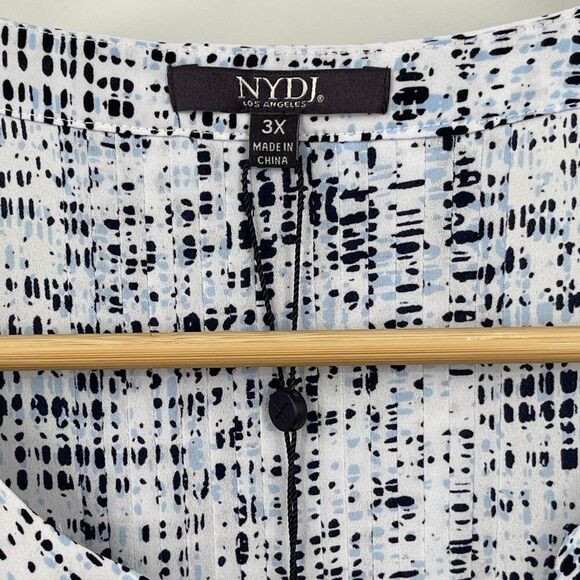 NYDJ Multicolor Split Neck Button Up 3/4 Sleeve Pintuck Blouse Size 3X NWT - Picture 2 of 10
